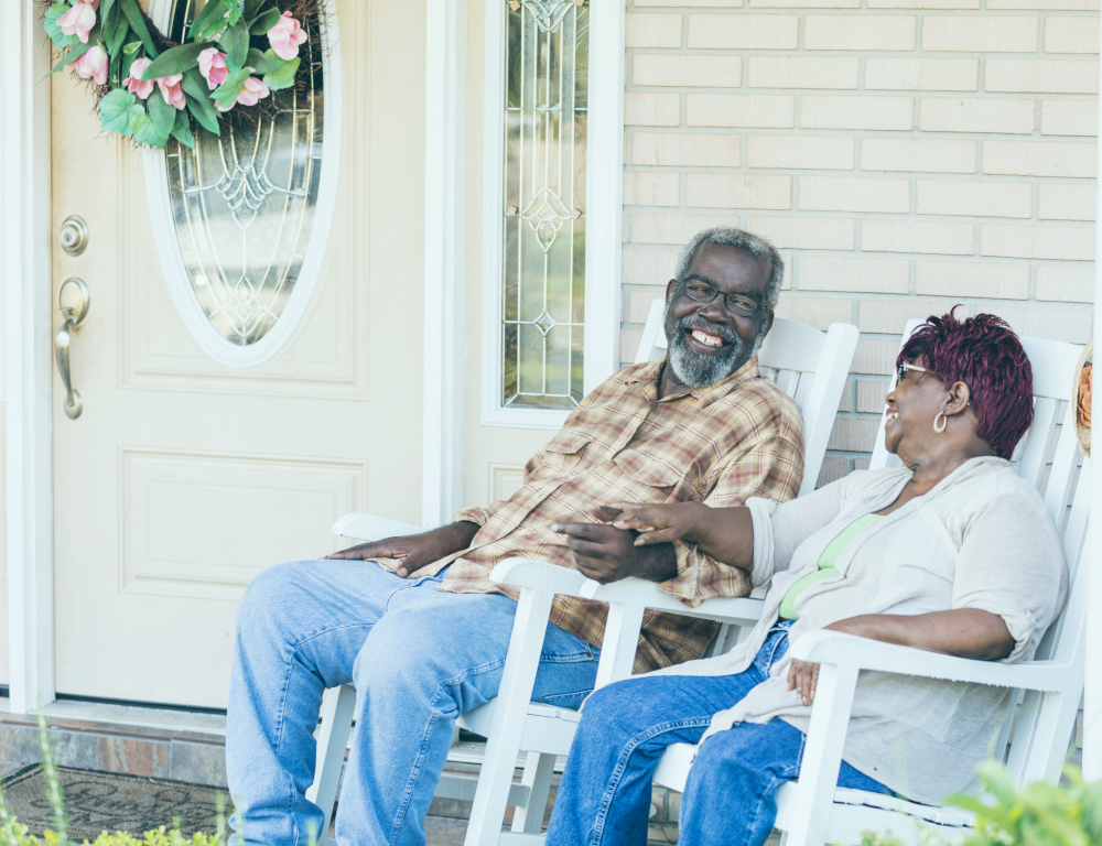 senior couple on porch